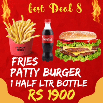 Patty + Fries + Half ltr Bottle